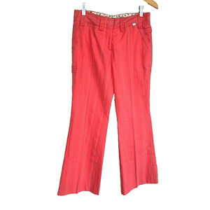 Ted Baker Coral Pink Wide Leg Straight Pants Womens Size 1 Cotton Striped